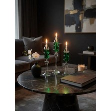 Shabbo Glass Safir Ayaklı Şamdan Cam Kandil + Kandil Yağı Hediyeli