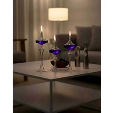 Shabbo Glass Ufo Model Ayaklı Şamdan Cam Kandil 3'lü Set + Kandil Yağı Hediyeli