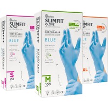 Slimfit Glove Pudrasız Yırtılmaya Dayanıklı Tek Kullanımlık Mavi Eldiven 100'lü