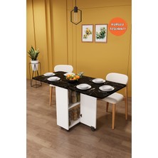 Asra Trend Lüks Katlanır Mutfak Yemek Masası %100 MDF Pratik Raflı Çalışma Masası KM15