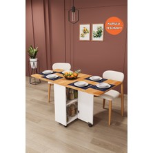 Asra Trend Lüks Katlanır Mutfak Yemek Masası %100 MDF Pratik Raflı Çalışma Masası KM11