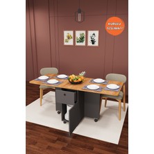Asra Trend Lüks Katlanır Mutfak Yemek Masası %100 MDF Pratik Çekmeceli Çalışma Masası KM03
