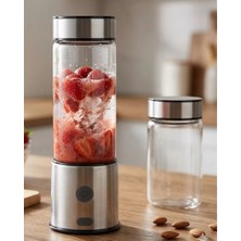 Midas Toptan Home USB Type C Şarjlı Cam Blender 6 Bıçaklı Smoothie ve Shake Blender