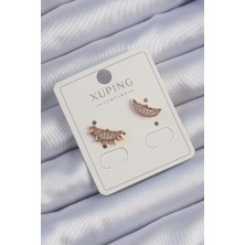Xuping Rose Renk Zirkon Taşlı Ay ve Güneş Tasarımlı Küpe 5886