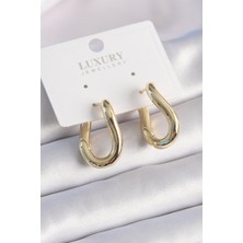 Pirinç Gold Renk Halka Model Kadın Küpe 5886