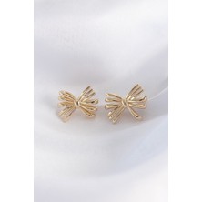 Pirinç Gold Renk Fiyonk Küpe 5886