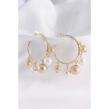 Pirinç Gold Renk Topçuk Model Halka Küpe 5886