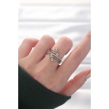 Topçuk Model Zirkon Taşlı Silver Renk Ayarlanabilir Yüzük 5886