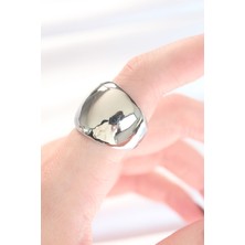 Silver Renk Ayarlanabilir Bombeli Ayna Yüzük 5886