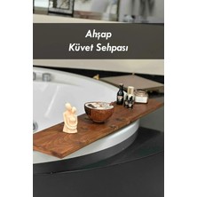 Moola Ahşap Küvet Sehpası, Jakuzi ve Küvet Üstü Banyo Masası, Ceviz Renk Banyo Keyfi Tepsisi