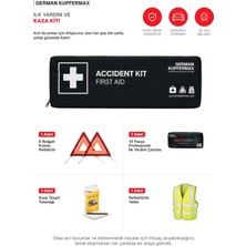 German Kupfermax Accident Kit: Araç Acil Durum ve Kaza Seti, E Belgeli 2 Reflektör, Reflektörlü Yelek, 15 Parça Ilk Yardım Çantası ve Kaza Tespit Tutanağı Seti