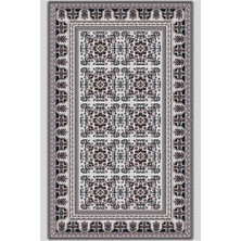 Kartela Halı Afgan Halı Açık Gri Makine Halısı Jüt Taban %100 Polyester Salon ve Oturma Odası Halısı