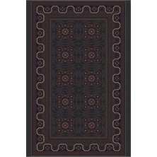 Kartela Halı Afgan Halı Antrasit Makine Halısı Jüt Taban %100 Polyester Salon ve Oturma Odası Halısı