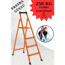 Zigana Ekstra Güçlü 250 kg Taşıma Kapasiteli 3+1 Hardy Plus Merdiven Turuncu