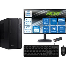 Acer Veriton S2720G Intel Core I5 14400 96GB Ddr5 512GB SSD Freedos 27 Inç Monitör UHD Graphics 730 Masaüstü Bilgisayar 27DTR1PEM003WF27 + Zetta Flash Bellek