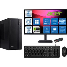 Acer Veriton S2720G Intel Core I5 14400 64GB Ddr5 1tb SSD Windows 11 Pro 23.8 Inç Monitör Nvidia GT1030 4gb Masaüstü Bilgisayar 241030DTR1PEM003WP23 + Zetta Flash Bellek