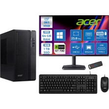 Acer Veriton S2720G Intel Core I5 14400 64GB Ddr5 1tb SSD Windows 11 Pro 23.8 Inç Monitör Nvidia GT730 4gb Masaüstü Bilgisayar 24730DTR1PEM003WP23 + Zetta Flash Bellek