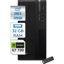 Acer Veriton S2720G Intel Core I5 14400 32GB Ddr5 256GB SSD Windows 11 Home Nvidia GT730 4gb Masaüstü Bilgisayar 730DTR1PEM003WH11 + Zetta Flash Bellek
