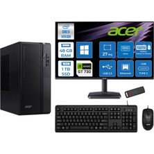 Acer Veriton S2720G Intel Core I5 14400 48GB Ddr5 1tb SSD Windows 11 Home 27 Inç Monitör Nvidia GT730 4gb Masaüstü Bilgisayar 27730DTR1PEM003WH18 + Zetta Flash Bellek