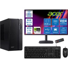 Acer Veriton S2720G Intel Core I5 14400 96GB Ddr5 2tb SSD Freedos 23.8 Inç Monitör Nvidia GT730 4gb Masaüstü Bilgisayar 24730DTR1PEM003WF29 + Zetta Flash Bellek