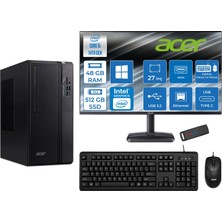 Acer Veriton S2720G Intel Core I5 14400 48GB Ddr5 512GB SSD Windows 11 Pro 27 Inç Monitör UHD Graphics 730 Masaüstü Bilgisayar 27DTR1PEM003WP17 + Zetta Flash Bellek