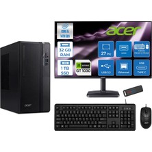 Acer Veriton S2720G Intel Core I5 14400 32GB Ddr5 1tb SSD Freedos 27 Inç Monitör Nvidia GT1030 4gb Masaüstü Bilgisayar 271030DTR1PEM003WF13 + Zetta Flash Bellek