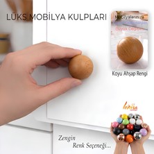 Glaswen Sert Plastik Düğme Yuvarlak Top Koyu Ahşap Rengi Dolap Mobilya Mutfak Dolabı Çekmece Kulbu Kulpu Kulplar