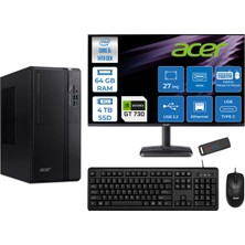 Acer Veriton S2720G Intel Core I5 14400 64GB Ddr5 4tb SSD Freedos 27 Inç Monitör Nvidia GT730 4gb Masaüstü Bilgisayar 27730DTR1PEM003WF25 + Zetta Flash Bellek
