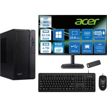 Acer Veriton S2720G Intel Core I5 14400 32GB Ddr5 4tb SSD Windows 11 Home 23.8 Inç Monitör UHD Graphics 730 Masaüstü Bilgisayar 24DTR1PEM003WH15 + Zetta Flash Bellek