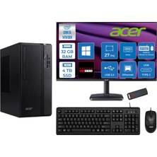 Acer Veriton S2720G Intel Core I5 14400 32GB Ddr5 4tb SSD Windows 11 Pro 27 Inç Monitör Radeon RX550 4gb Masaüstü Bilgisayar 27550DTR1PEM003WP15 + Zetta Flash Bellek