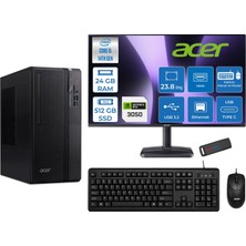 Acer Veriton S2720G Intel Core I5 14400 24GB Ddr5 512GB SSD Freedos 23.8 Inç Monitör Nvidia RTX3050 6gb Masaüstü Bilgisayar 243050DTR1PEM003WF07 + Zetta Flash Bellek