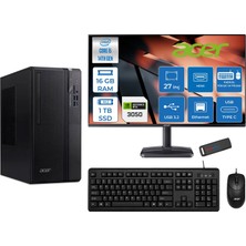 Acer Veriton S2720G Intel Core I5 14400 16GB Ddr5 1tb SSD Freedos 27 Inç Monitör Nvidia RTX3050 6gb Masaüstü Bilgisayar 273050DTR1PEM003WF03 + Zetta Flash Bellek