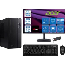 Acer Veriton S2720G Intel Core I5 14400 16GB Ddr5 2tb SSD Freedos 27 Inç Monitör Radeon RX550 4gb Masaüstü Bilgisayar 27550DTR1PEM003WF04 + Zetta Flash Bellek