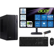 Acer Veriton S2720G Intel Core I5 14400 16GB Ddr5 512GB SSD Freedos 27 Inç Monitör Nvidia GT730 4gb Masaüstü Bilgisayar 27730DTR1PEM003WF02 + Zetta Flash Bellek