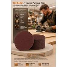 Pileli Store 12 Adet 80 Kum Yuvarlak Cırtlı Zımpara Diski 115 mm Deliksiz Zımpara Kağıdı 723216