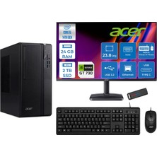 Acer Veriton S2720G Intel Core I5 14400 24GB Ddr5 2tb SSD Freedos 23.8 Inç Monitör Nvidia GT730 4gb Masaüstü Bilgisayar 24730DTR1PEM003WF09 + Zetta Flash Bellek