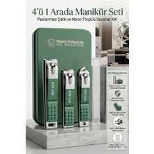 MidasTech Profesyonel 4'ü 1 Arada Manikür Seti, Paslanmaz Çelik Tırnak Makası ve Nano Törpülü Seyahat