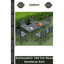 Carlburn Özel Üretim Katlanabilir Bahçe Balkon Taşınabilir Alüminyum Kamp Piknik Plaj 120 cm Masa Sandalye Seti