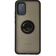 OtoTech Mey Ithalat®  Samsung Galaxy A02S Kılıf Montreal Yüzüklü Silikon Kapak - Siyah