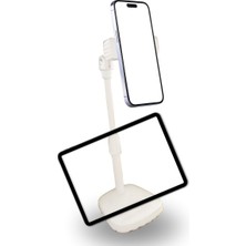 OtoTech Otetechparca® Masa Üstü Tablet ve Telefon Tutucu Plastik Aparat Beyaz Telefon Standı