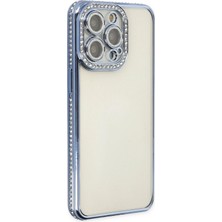 OtoTech Mey Ithalat®  iPhone 14 Pro Kılıf Joke Taşlı Silikon - Mavi