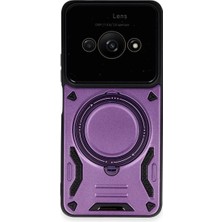OtoTech Mey Ithalat®   Poco C61 Kılıf Joy Lens Standlı Kapak - Mor