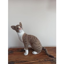 Hureggo Vintage Gerçek Görünümlü Büyük Boy Tekir Kedi Peluş Oyuncak & 36 cm