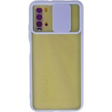 OtoTech Mey Ithalat®   Redmi 9t Kılıf Palm Buzlu Kamera Sürgülü Silikon - Lila