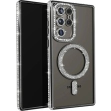 OtoTech Mey Ithalat®  Samsung Galaxy S25 Ultra Kılıf Joke Simli Magneticsafe Kılıf - Siyah