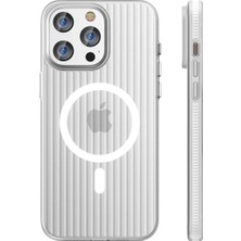 OtoTech Mey Ithalat®  iPhone 15 Pro Max Line Magsafe Kapak - Beyaz