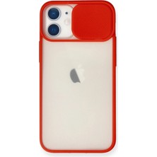 OtoTech Mey Ithalat®  iPhone 11 Kılıf Palm Buzlu Kamera Sürgülü Silikon - Kırmızı