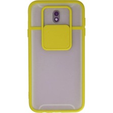 OtoTech Mey Ithalat®  Samsung Galaxy J7 Pro / J730 Kılıf Palm Buzlu Kamera Sürgülü Silikon - Sarı