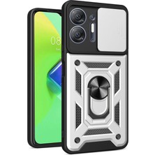 OtoTech Mey Ithalat®  Infinix Hot 30 5g Kılıf Pars Lens Yüzüklü Silikon - Gümüş
