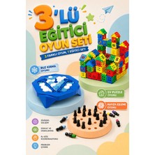 M&H 3'lü Oyun Seti - Buz Krallığı - Ev Puzzle Oyunu - Hafıza Eşleme Oyunu - Eğitici ve Öğretici Oyun Seti